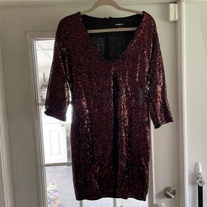 Express red sequin dress